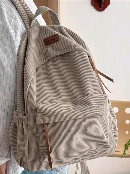 1 sac à dos femme de grande capacité simple, couleur unie, convient pour les voyages, le shopping, le transport d'un ordinateur portable, de livres, de vêtements, design décontracté