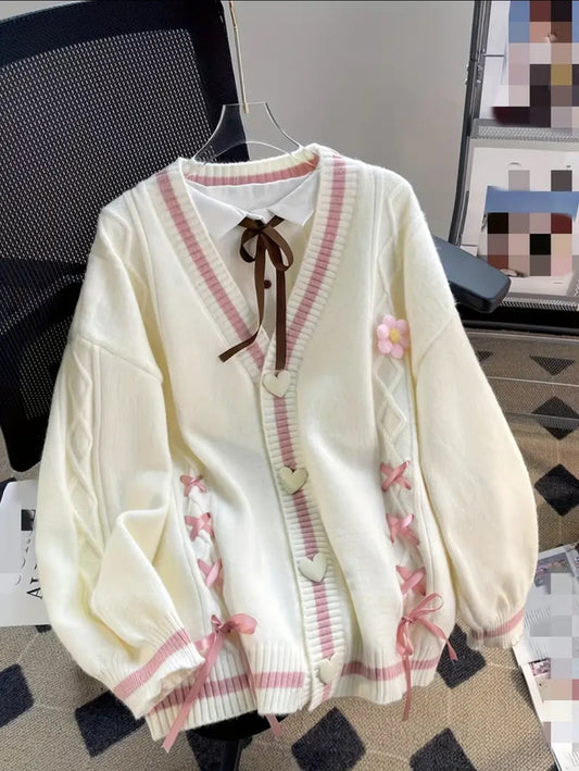Cardigan à col en V pour femme avec design à blocs de couleurs, pull en tricot mélangé acrylique