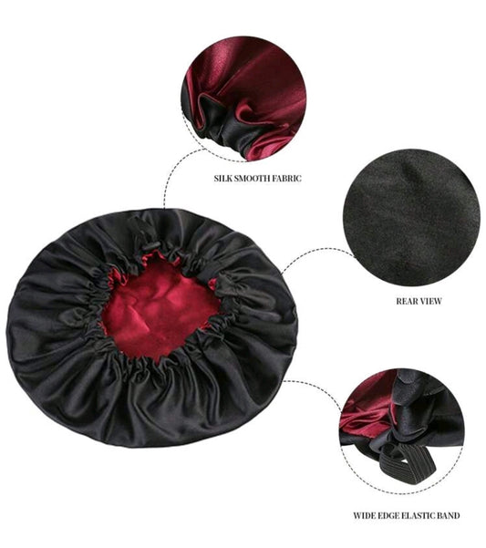 1 pièce Bonnet de satin Grande taille réversible à double épaisseur Ajustable Chapeau turbant de nuit