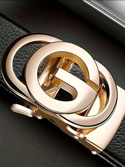 Ceinture pour hommes avec boucle automatique, ceinture avec motif lettre, ceinture mode