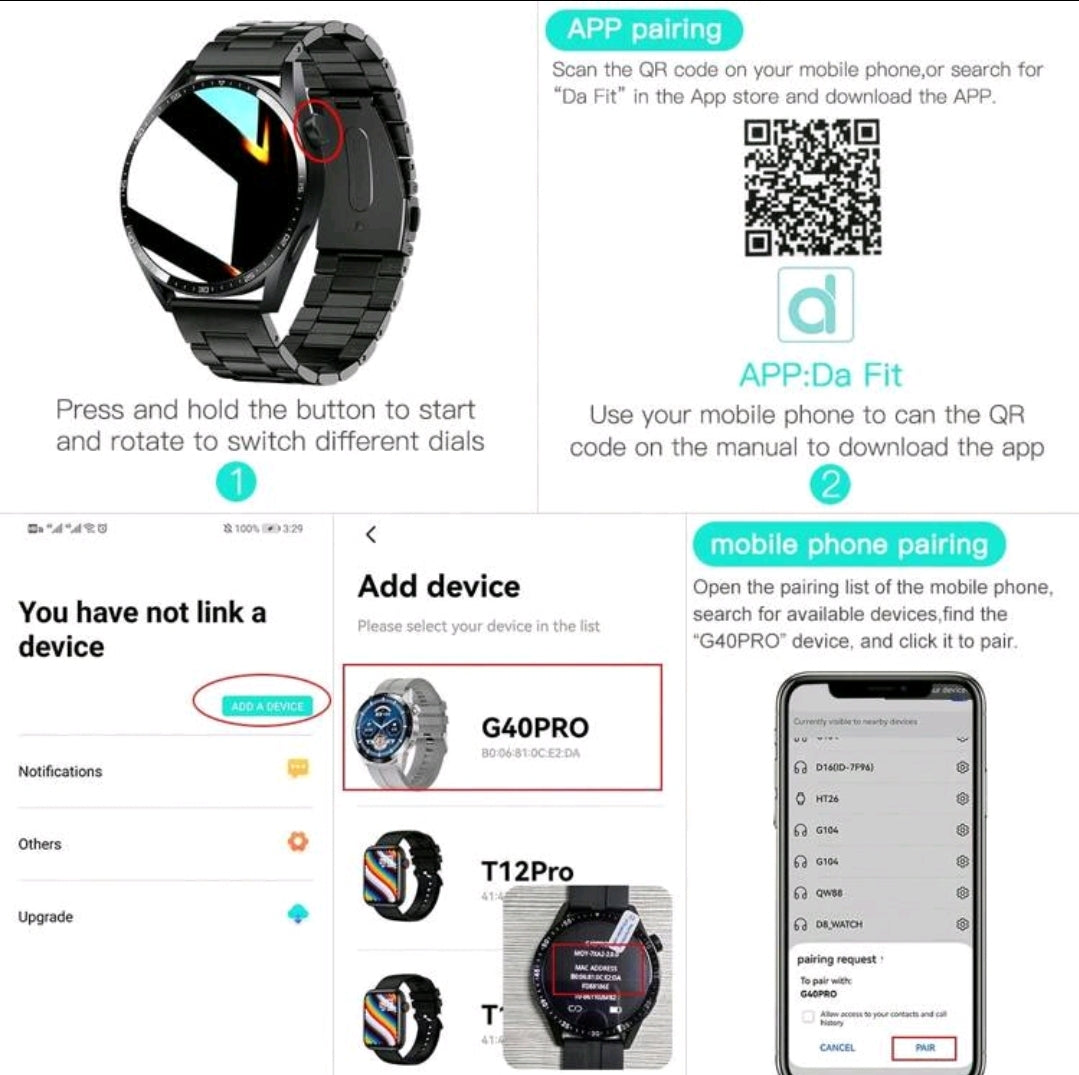 1 pièce Montre connectée intelligente tactile intégrale unisexe avec appel