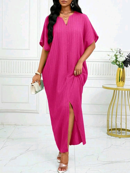 Robe ample à manches chauves-souris avec revers pour le printemps et l'été