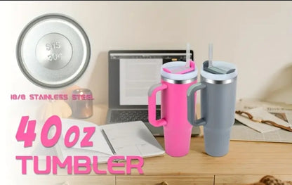 1pc Watersy 40oz Gobelet Isolé en Acier Inoxydable avec Poignée, Paille et Couvercle