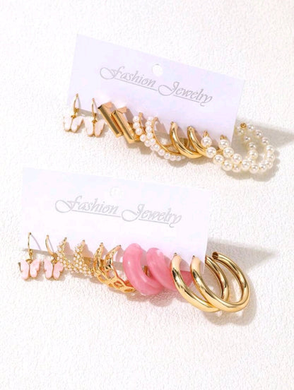 20 pièces Ensemble de boucles d'oreilles pour femmes avec design papillon en fausse perle