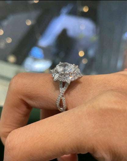 1 pièce Bague de qualité pour femme, élégante et magnifique demi-ensemble de bague croisée, environ 4,2 g en argent sterling.