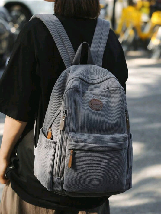 Sac à dos minimaliste de grande capacité en couleur unie