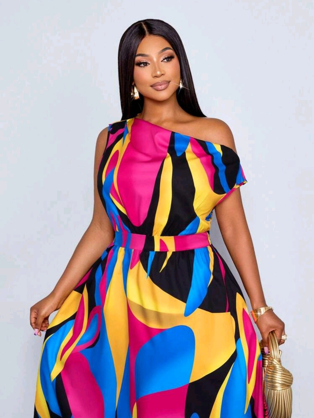 SOLERSUN Jupe grande taille, élégante, décontractée, épaules inclinées, manches courtes