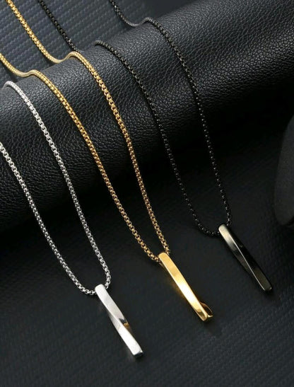1 pièce Collier pendentif  en acier inoxydable avec perle oxydée à la mode