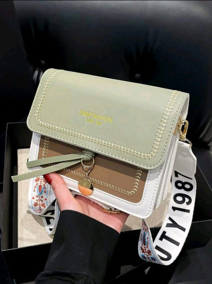 Sac à la mode pour femmes, sac bandoulière polyvalent et nouveau, décontracté, bicolore, petit sac carré