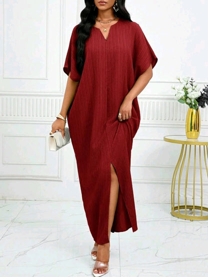 Robe ample à manches chauves-souris avec revers pour le printemps et l'été