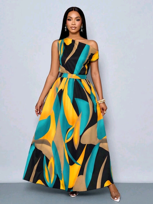 SOLERSUN Nouvelle robe élégante pour le printemps et l'été, décontractée, asymétrique à l'épaule