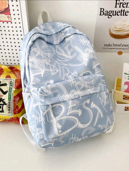 1 pièce Sac à dos femme mode tie dye, grande capacité, poches multiples, sac d'école style décontracté, sans accessoire suspendu inclus