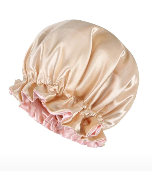 1 pièce Bonnet de sommeil doublé en satin pour femmes, coiffe pour perruques