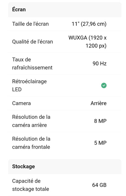 Samsung | Galaxy Tab A9+ 64 Go wifi Argent , garantie 2ans