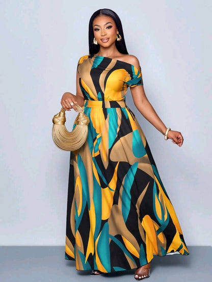 SOLERSUN Nouvelle robe élégante pour le printemps et l'été, décontractée, asymétrique à l'épaule