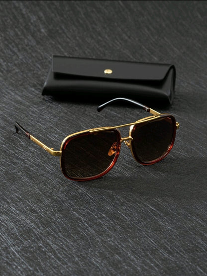 1 pièce Lunettes de soleil carrées classiques vintage pour hommes, accessoires royaux, accessoires de plage, lunettes de soleil