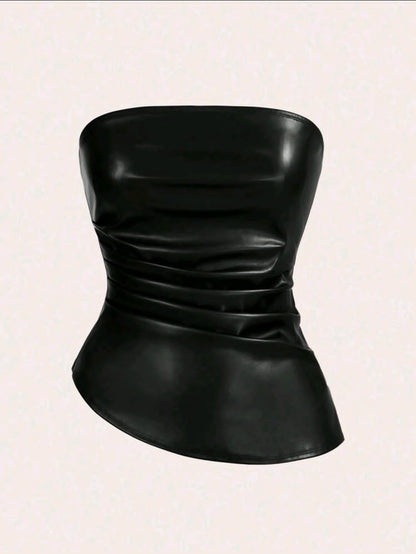 Siren Gaze Top de femme à la mode, plissé avec un ourlet asymétrique, convient pour sortir et les tops de fête