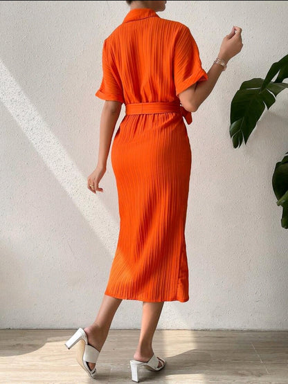 Rafferiza Robe Chemise À Ruché À Bouton Ceinturé