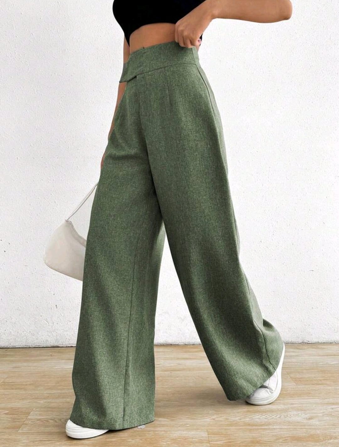 Rafferiza 1 pièce Pantalon casual ample asymétrique à la taille pour femmes