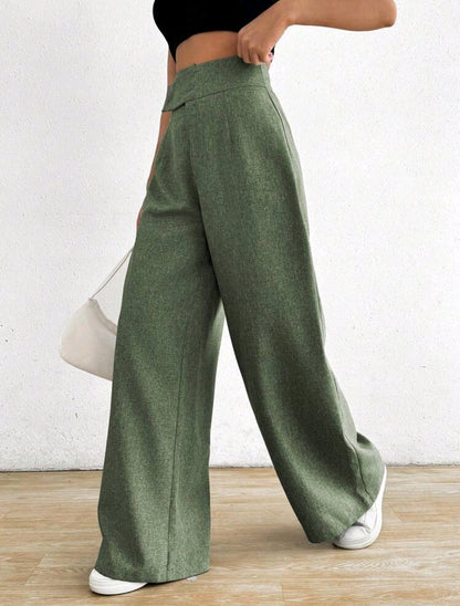 Rafferiza 1 pièce Pantalon casual ample asymétrique à la taille pour femmes