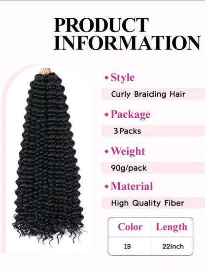 Cheveux tressés à vague profonde longue de 28 pouces, cheveux de tressage à vague océanique au crochet, cheveux bouclés