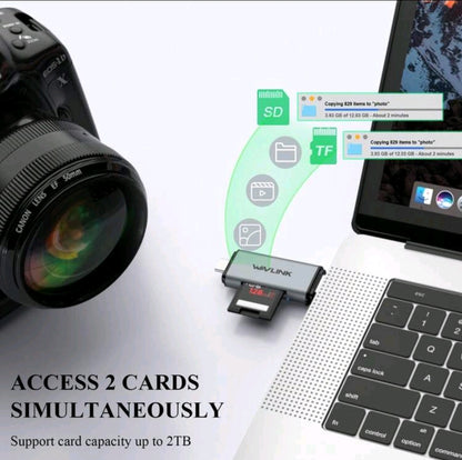 Lecteur de carte SD, adaptateur 2-en-1 USB C+USB3.0 pour lecteur de carte mémoire Micro SD TF SD Micro SD SDXC SDHC MMC RS-MMC Micro SDXC Micro SDHC UHS-I, compatible avec MacBook Air/Pro, iPad Pro, téléphone Android, PC