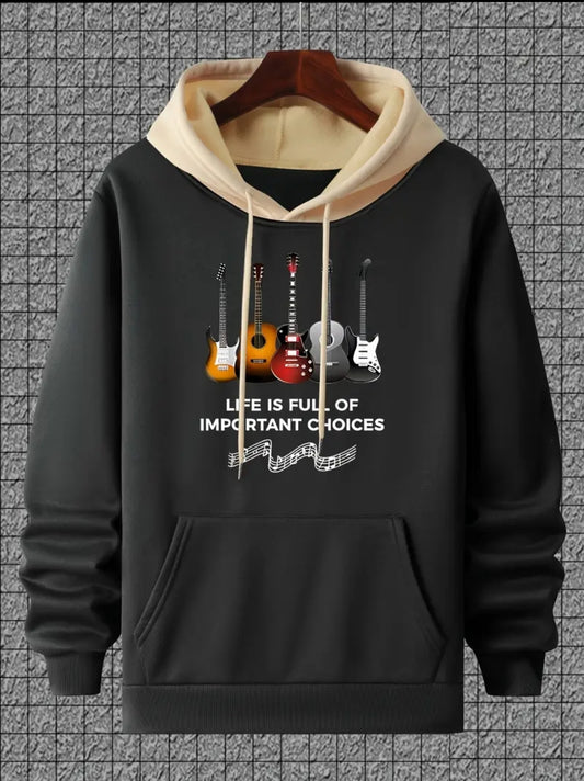 Sweat à Capuche Tendance pour Homme avec Imprimé Guitare