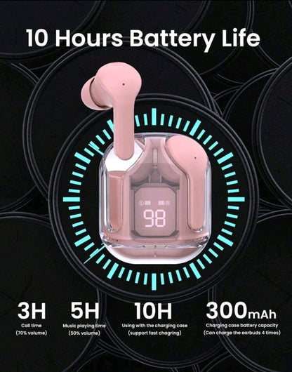 Casques de jeu de sport sans fil Tws Earbuds réduction de bruit Écouteurs micro-casques avec affichage LED Écouteurs transparents HiFi Sport sans fil TWS Écouteurs annulation de bruit universelle pour tous les téléphones portables Écouteurs sans fil HiFi