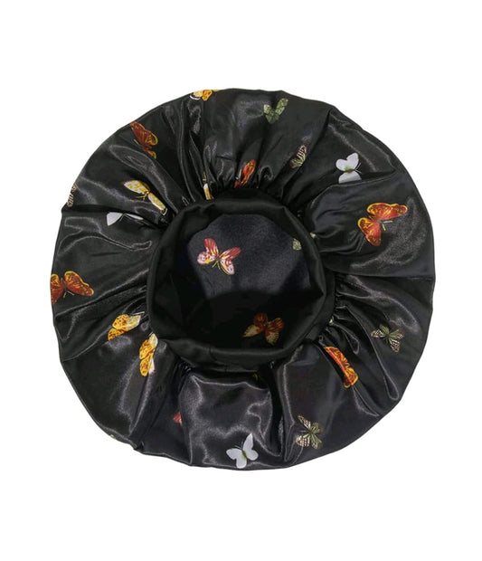 1 pièce de bonnet satiné à large bord élastique avec imprimé papillon pour le sommeil