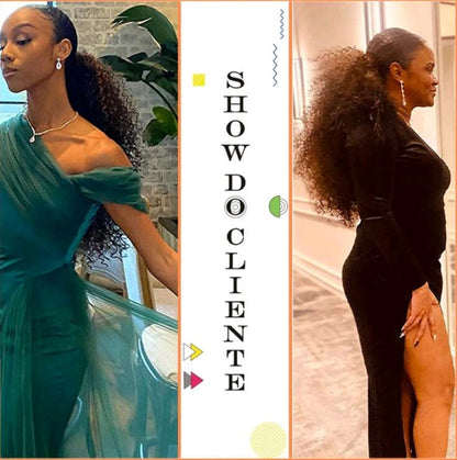 Ponytail à cordonnet, boucles profondes, extension de queue de cheval instantanée, synthétique résistant à la chaleur, style protecteur, morceaux de cheveux bouclés afro kinky pour femmes