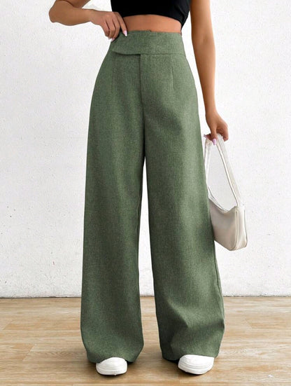 Rafferiza 1 pièce Pantalon casual ample asymétrique à la taille pour femmes