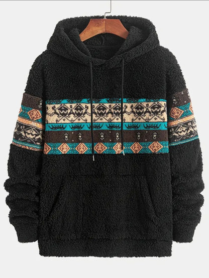 Sweat à capuche en peluche de style national décontracté et à la mode pour hommes, style simple