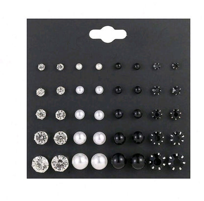 20 paires Ensemble de boucles d'oreilles à clous de forme sphérique plaquées argent de nouveau style