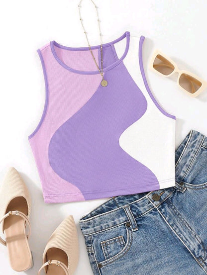 Flirla Top sans manches à blocs de couleurs