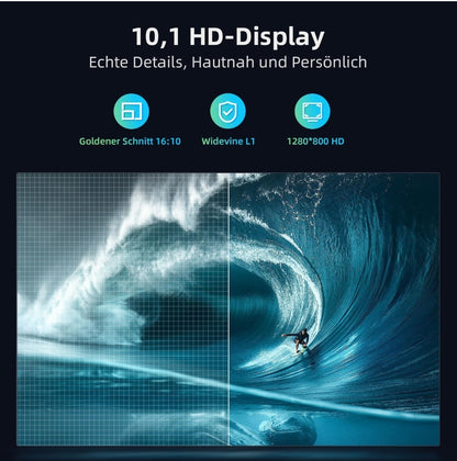 Tablette 10,1 pouces Android 14, certifiée GMS (2024), Octa Core avec étui, 10 Go de RAM, 64 Go de ROM, 1 To d'extension, 6 000 mAh, charge rapide, Wi-Fi, Bluetooth 5.0, FM, GPS (bleu)