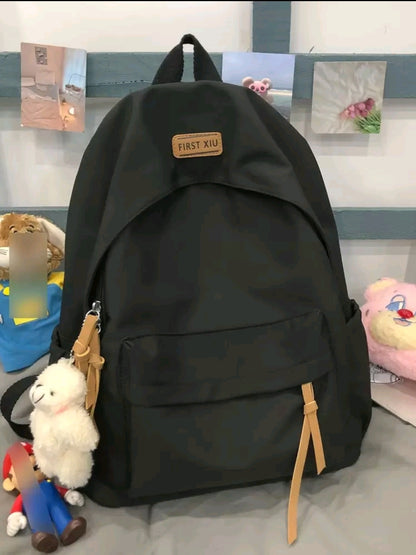 Sac à dos imperméable et léger avec décoration de nœud et breloques, parfait pour les adolescentes, les femmes
