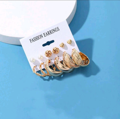 6 à 12 paires de nouveaux ensembles cadeaux d'boucles d'oreilles minimalistes en forme de cœur et d'anneau en C avec perle