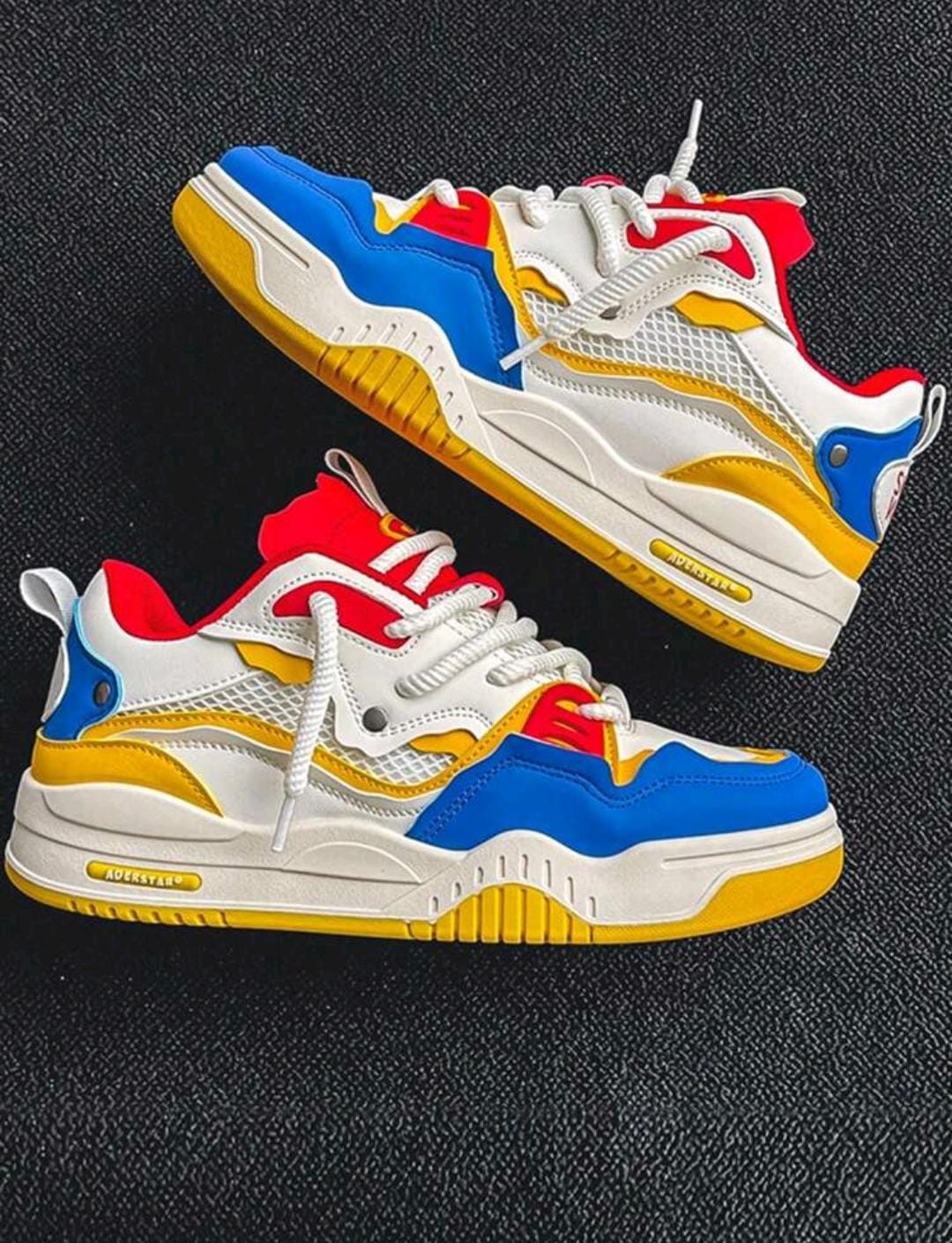 Baskets à lacets pour hommes, à blocs de couleurs à la mode, chaussures de skate