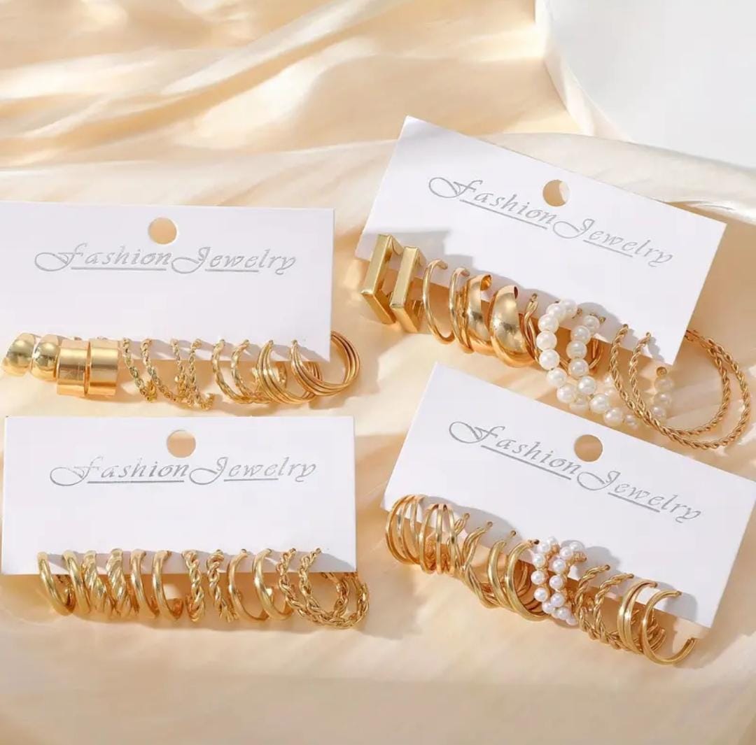 Ensemble de 48 boucles d'oreilles créoles tendance pour femmes