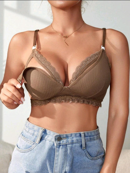 Shein Underwear&Sleepwear Maternity Lingerie sexy dos nu à bretelles spaghetti en dentelle de maternité avec garniture florale pour femmes élégantes