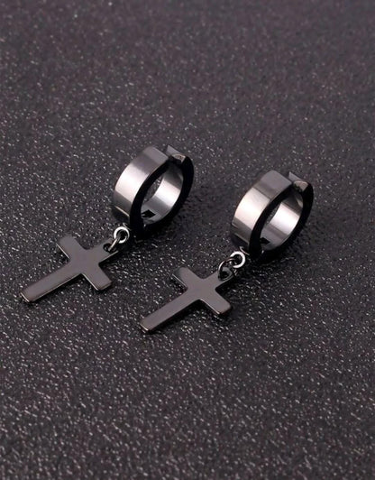 1 paire Pour Homme Personnalité À Pendentif Croix Non Percé Clips D'Oreilles , Pour Bijou Cadeau Et Fête