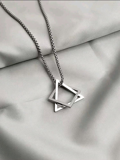 Collier Simple En Acier Inoxydable Pour Hommes, 1 Pièce, Design Géométrique Ajouré