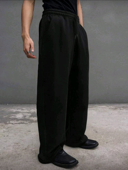 Pantalon de survêtement droit de couleur unie, coupe ample, unisexe, style de rue décontracté, confortable, convenant à toutes les saisons