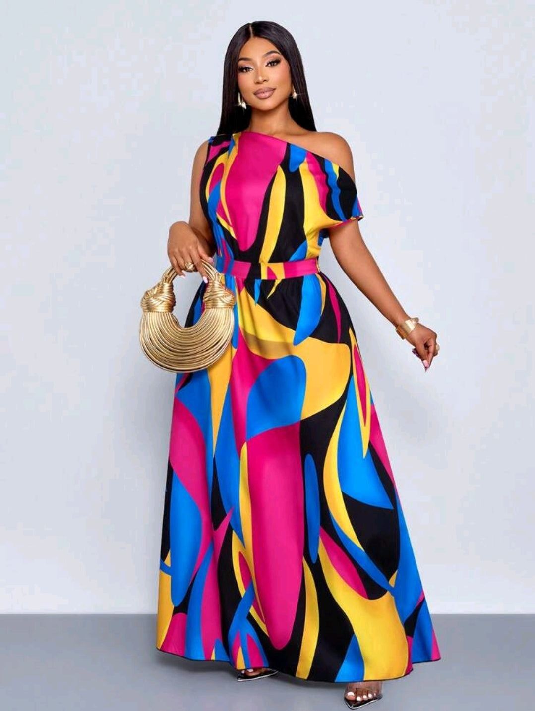 SOLERSUN Jupe grande taille, élégante, décontractée, épaules inclinées, manches courtes