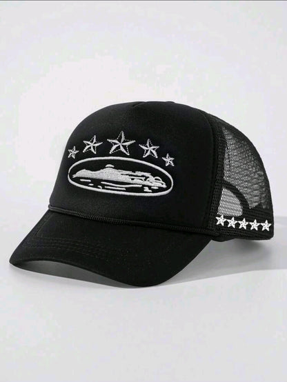 1 pièce de casquette de baseball à étoile à 5 branches brodée, visière de soleil respirante en maille, réglable pour l'extérieur
