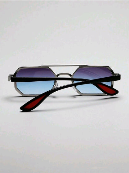 1 paire de lunettes de mode à monture métallique géométrique unisexe