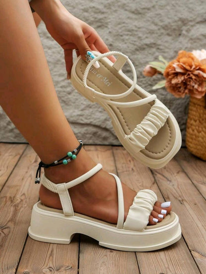 Sandales compensées à double port pour femmes, style de plage estival 2023 nouveau