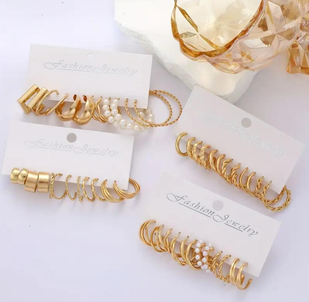 Ensemble de 48 boucles d'oreilles créoles tendance pour femmes