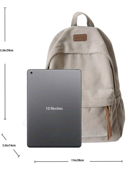 1 sac à dos femme de grande capacité simple, couleur unie, convient pour les voyages, le shopping, le transport d'un ordinateur portable, de livres, de vêtements, design décontracté