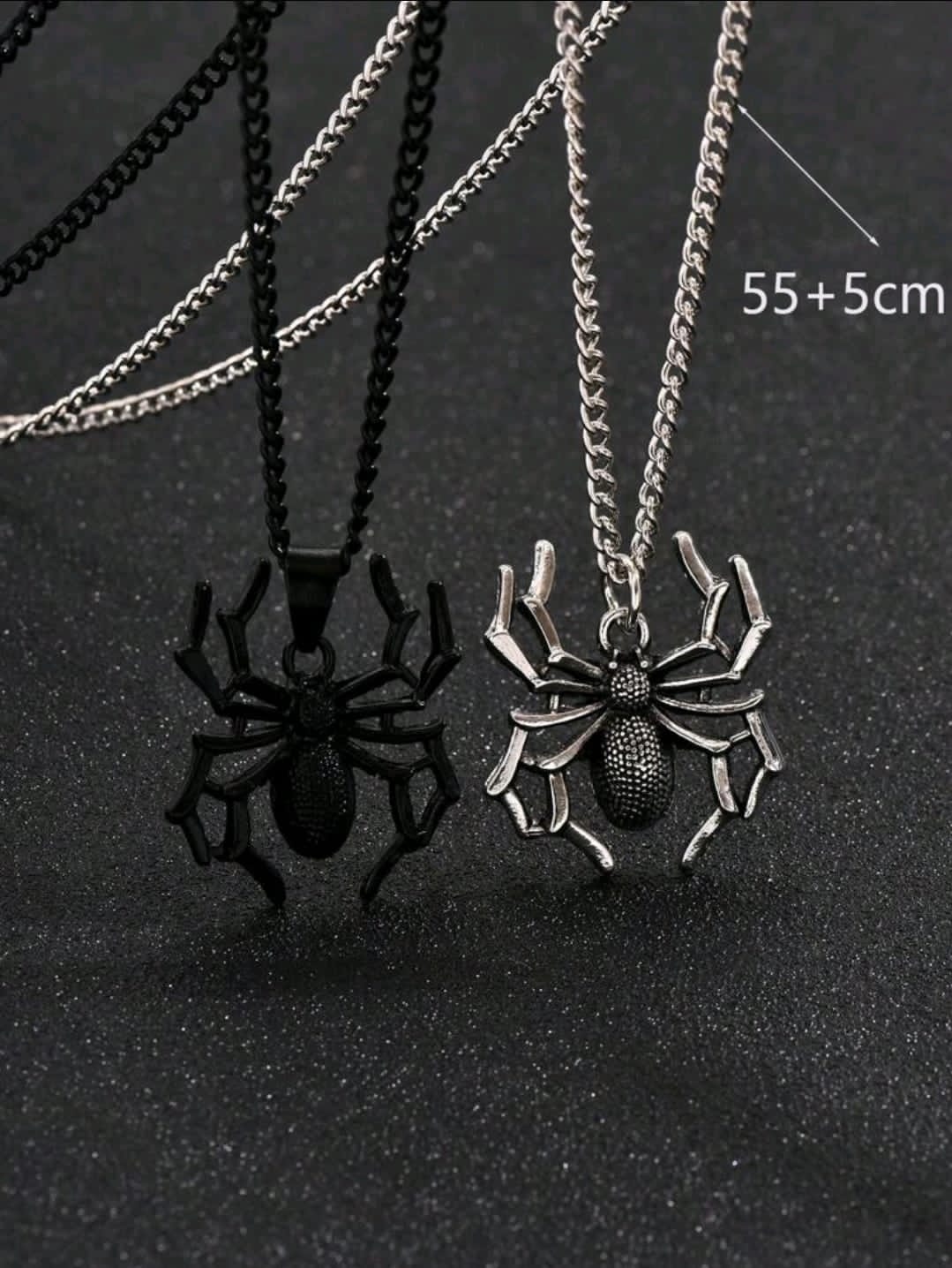 2 Pièces Collier Pendentif En Forme D'araignée En 3d De Style Gothique À La Mode Pour Hommes